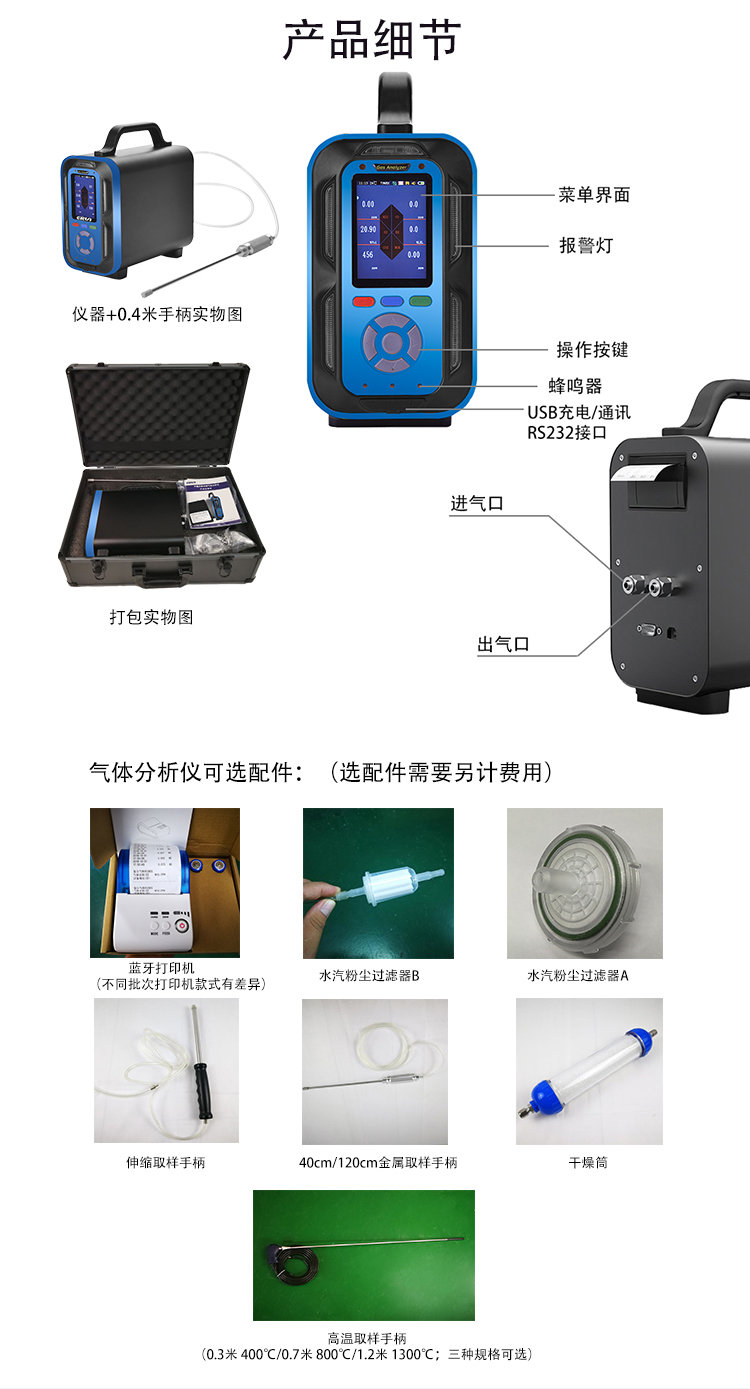 便攜式復合型多參數氣體分析儀 石油煉化氣體檢測儀